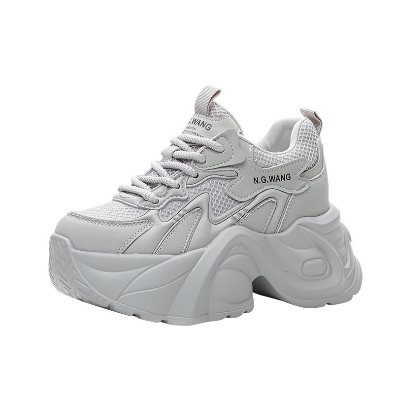 2025 autumn and winter new thick-soled high-top women's shoes 10cm wedge heel comfortable versatile waterproof table dad shoes women's black