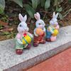 Easters Rabbit Sculpture Colorful Bunnies with Eggs Resins Figurine Statue Ornament for Home and Garden Decoration Gift