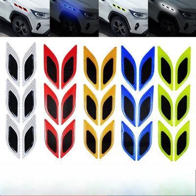 Tiras Reflectantes 3D para Estilo de Coche, Adhesivo Reflector de Fibra de Carbono, Cinta de Advertencia de Seguridad para Camión y Automóvil, Accesorios Exteriores para Coche 6 piezas