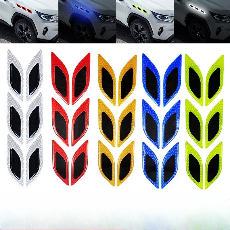 3D Car Styling Reflective Strips Carbon Fiber Reflector Sticker Truck Auto Safety Warning Tape Car Exterior Accessories 6pcs