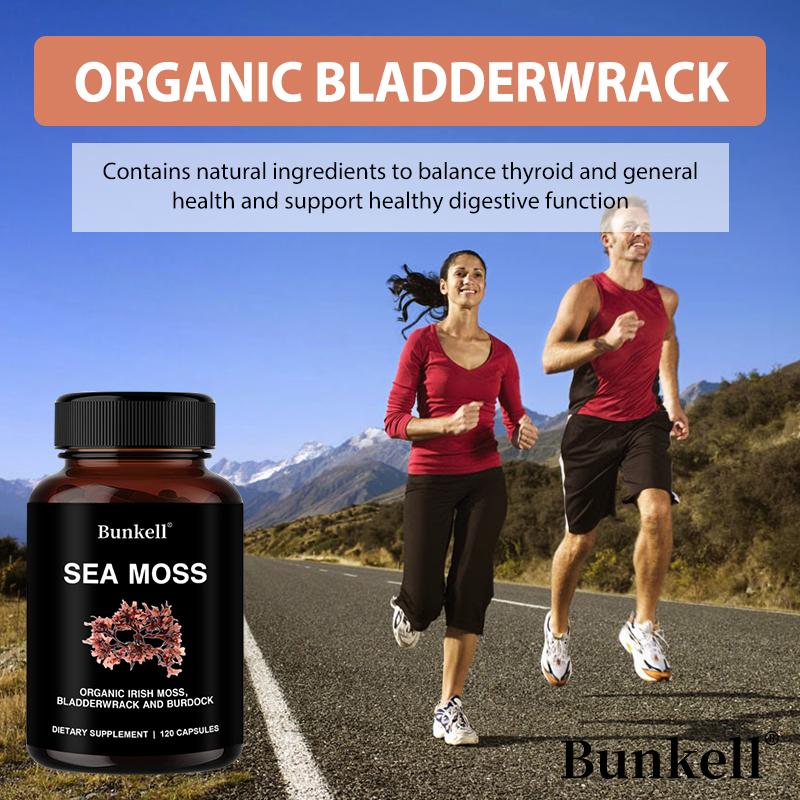 Organic Irish Moss Supplement, With Bladderwrack, Burdock, 120 Capsules Per Bottle