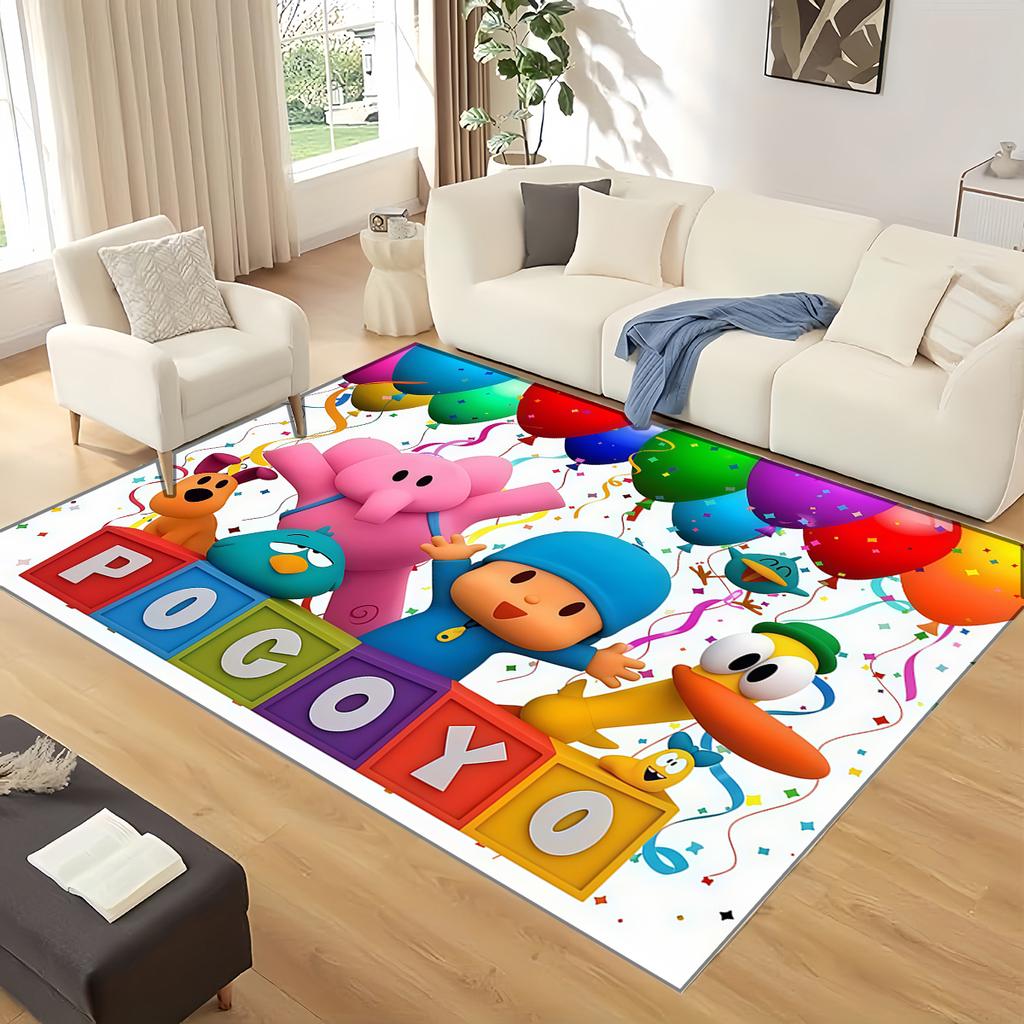 3D Fun P-Pocoyo Elly Pato Cartoon Carpet Rug for Home Living Room Bedroom Sofa Doormat Decor,kids Play Non-slip Floor Mat Gift
