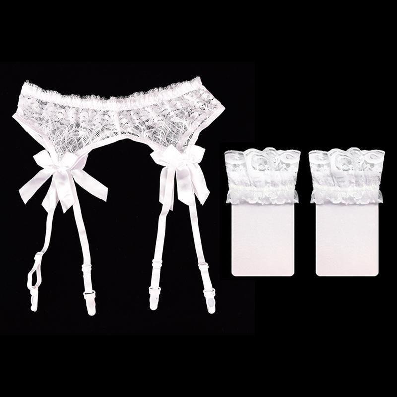 Rosa Rot Weiß Schwarz Spitze Schleife Hochzeitsstrumpfbänder Damen Sexy Dünne Transparente Strumpfbänder Strapsgürtel Für Overknee-Strümpfe