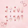 24Pcs Medium Square Stick on Nails with Elegant Bows Charms Press on Nails False Nail Manicure for Special Occasion
