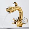 Gold Dragon Bathroom Faucet Copper Antique Bathroom Basin Faucet Cold & Hot BlackWater Mixer Sink Tap Double Handle Lavotory Tap