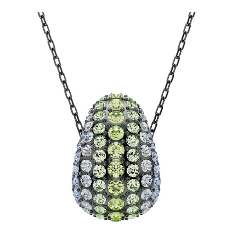 Swarovski Sublima Pavé Blue Green Crystal Pendant Ruthenium Plated Necklace Women s Black 5692112