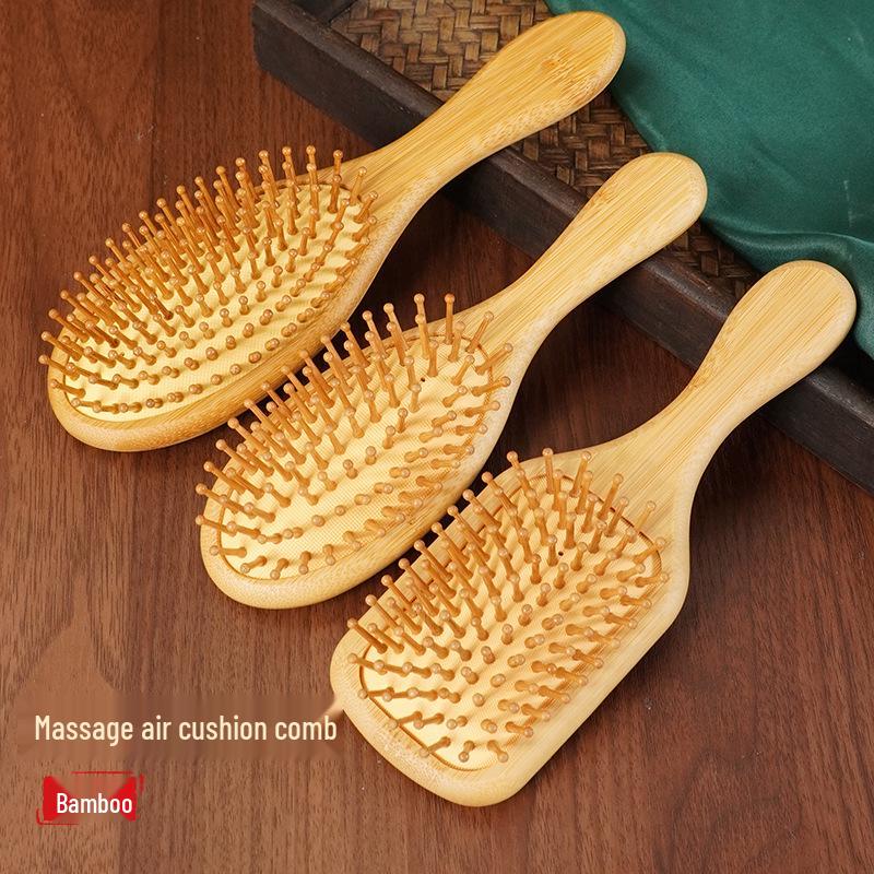 Natural Bamboo Air Cushion Comb for Scalp Health Massage - Household Straight Hair Large Brush