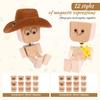 Shaking Wooden Man Figurine,Shaking Feet Wooden Doll with 24Pcs Expressions for Dashboard Decorations,Car Dashboard Figurines Charming Little Wood