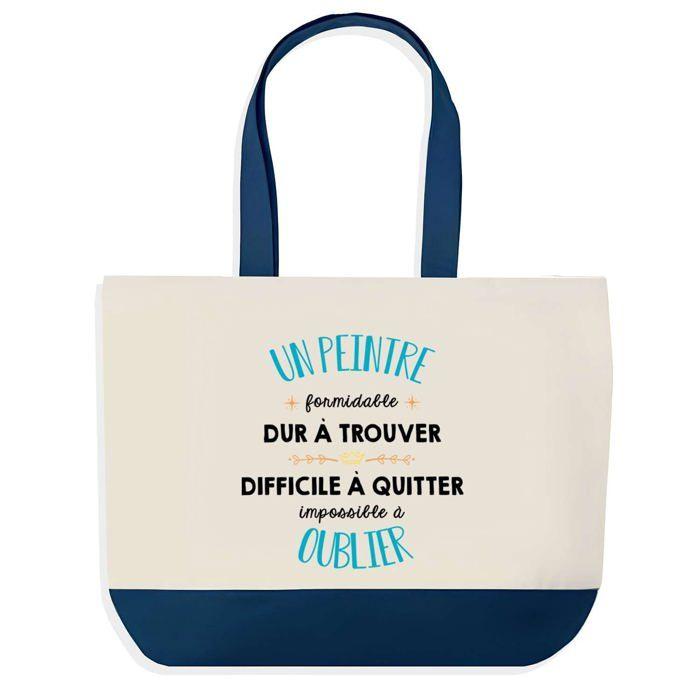 Sac cabas - PLANETEE - Un Peintre Formidable - fond bleu - coton - 40 x 45 cm