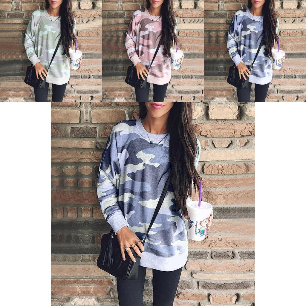 Premium Camouflage Woman Fashion Jumper Pullover Casual Tops Blouse Tee T-shirt