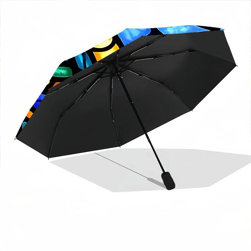 1pc Stained Glass Snake Automatic Folding Umbrella with 8-Rib Windproof Design, Portable Foldable Sunshade Umbrella For Halloween 126
