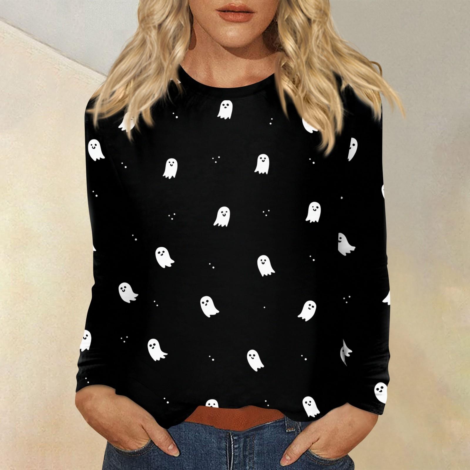 

Women s Daily Casual Long-sleeved Printed O-neck Top XXXL чорний