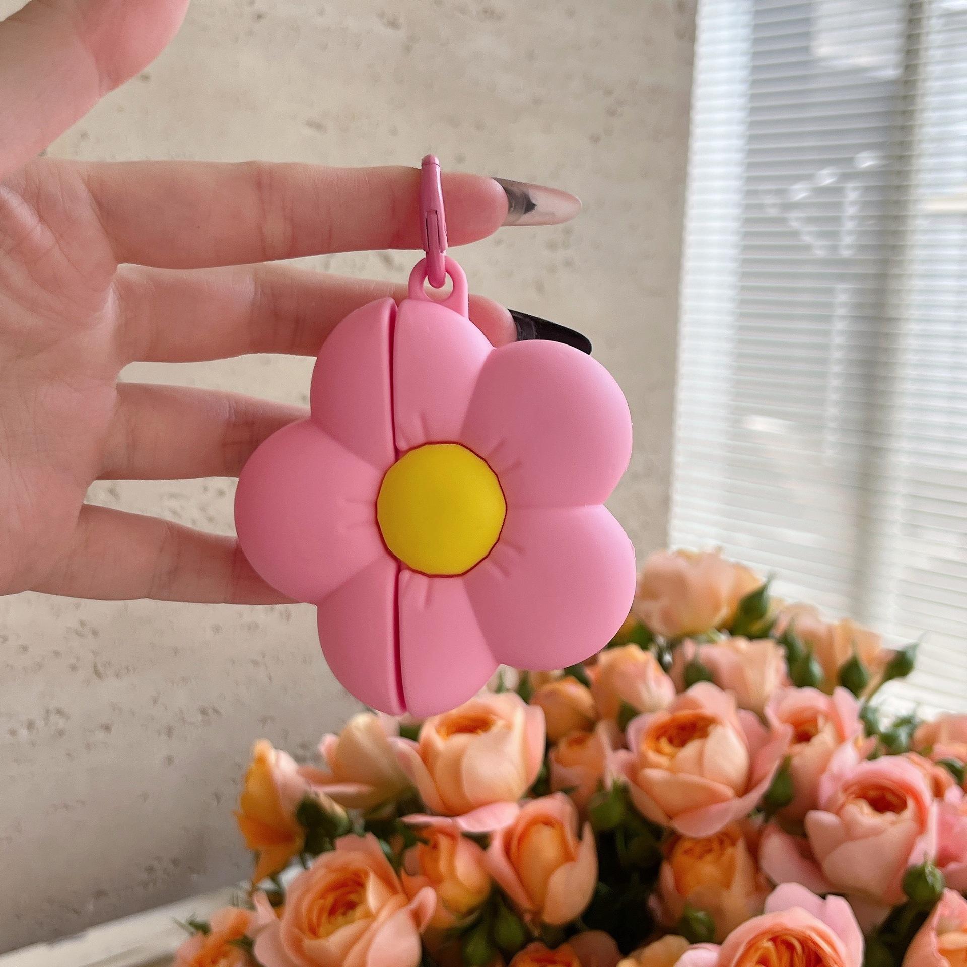Pink flower apple AirPods Pro for 1/2/3/4th generation wireless bluetooth headset cover anti-drop protective case Airpods 1/2 generation