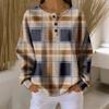 Women's Casual Shirts Long Sleeve Tops Button Up V Neck Loose Knit Fall Favorites For Women