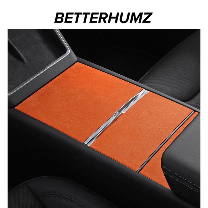 Betterhumz For Tesla Model 3 Highland Model Y 2018- Juniper Made of Alcantara Center Console Trim Sticker Car Interior Accessory