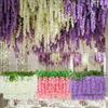 6/12PCS Artificial Wisteria Flowers 110cm Trailing String Ratta Thick Silk Vine Hanging Garland for Home Party Wedding Decora