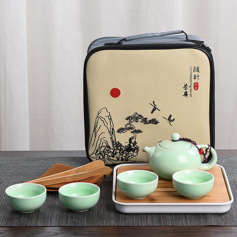 Dingyao travel tea set, one pot of four cups of gifts, souvenir, kung fu tea set