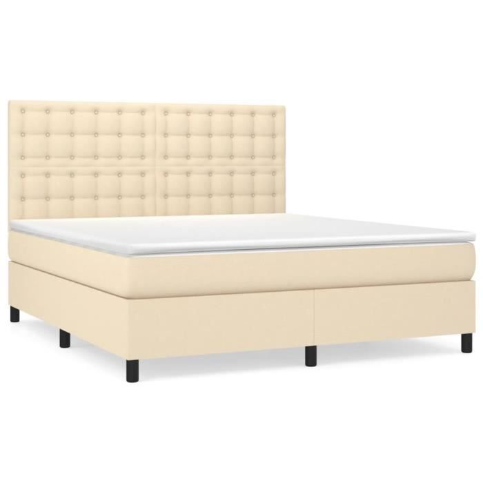3142110 vidaXL Divan Bed with Mattress Cream 160x200 Cm Fabric