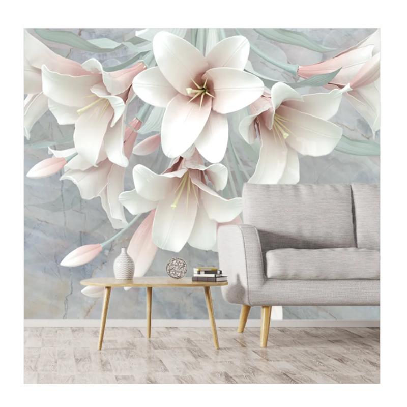 

Floral Wall Mural Removable Photo Wall Papers Home Decor Marble Pattern Tv Background Wallpapers For Living Room 200 cm(W) x 140 cm(H)