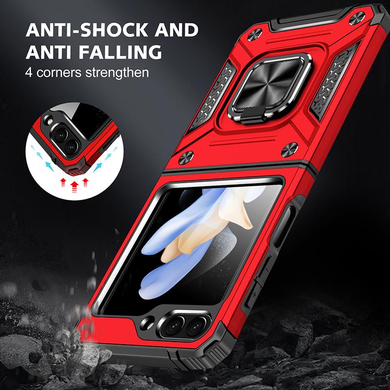 Luxury Anti-Drop Folding Armor Cover Stand Case for Samsung Galaxy Z Flip5 Flip4 5G Non-Slip Cell Phone Bag for Galaxy Z Flip 5 Protective Case