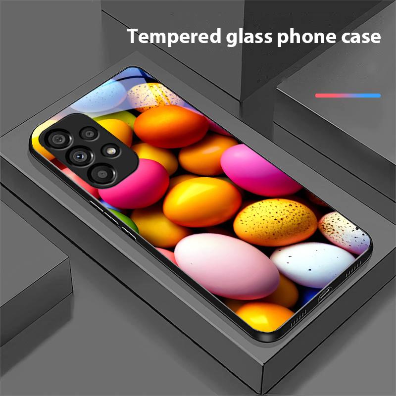 Colorful Flower Egg For Samsung Galaxy S10 S20 Plus S21 FE S22 S23 S24 FE S25 Ultra Black Tempered Glass Phone Case Hard Shell