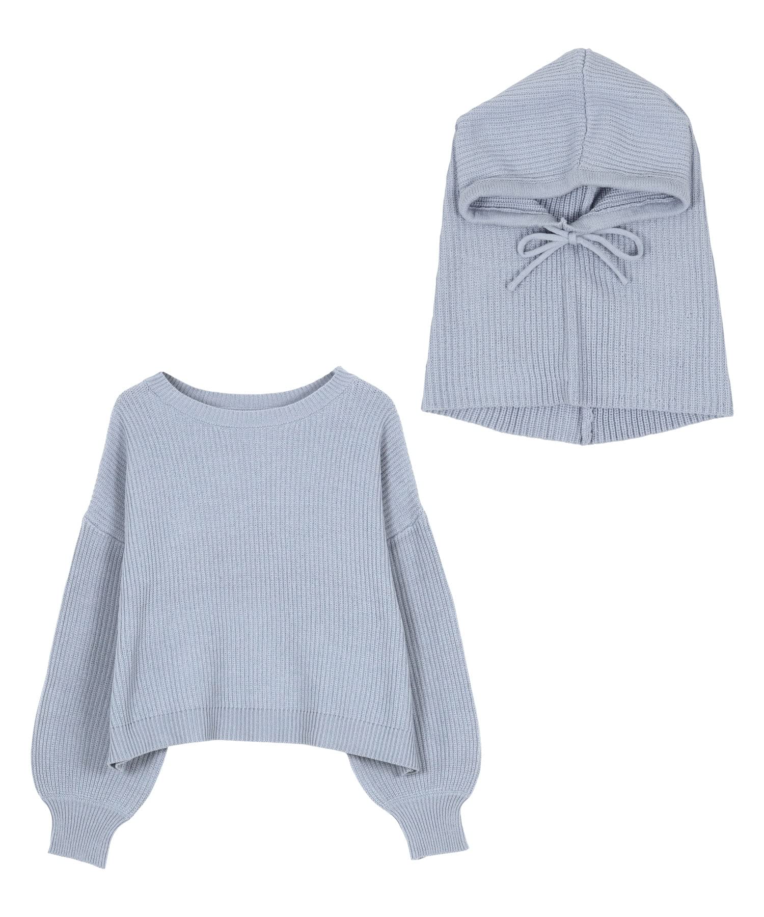 

Балаклава х вязаный топ комплект Свободный размер Светло-голубой [Kobe Lettuce] [C6494]