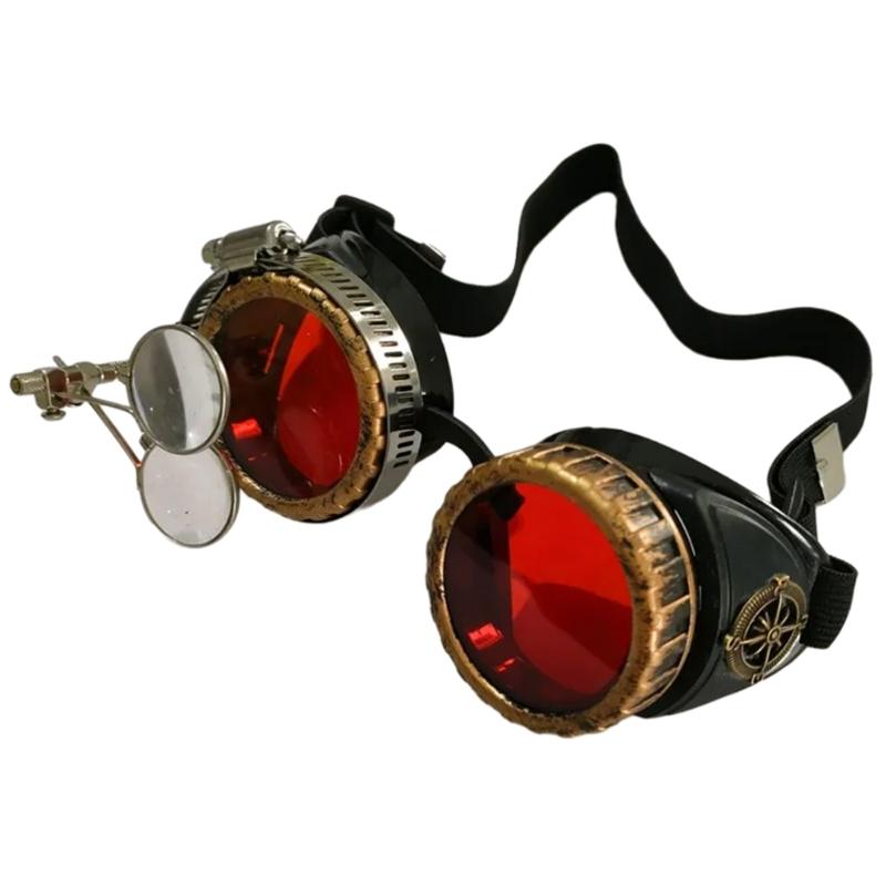 

Вінтажні Стимпанк Окуляри Маска на Обличчя на Хелловін Новинка Смішні Окуляри Костюм для Косплею Панк Готичні Окуляри червоний