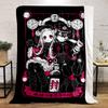 Two stylized characters in a gothic and occult-themed illustration. for all seasons blanket lunch break throw gift
