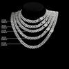 Iced Out Diamond Cuban Link Chain Necklace Men Women Rhinestone Paved Hip Hop Rhombus Cuban Necklaces Tennis Chain Jewelry Gift