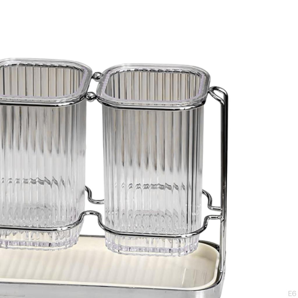 Kochutensilientopf, Besteckaufbewahrung, Organizer und Metallaufhänger, 2 Tassen, Abtropfgestell, Essstäbchenkäfig