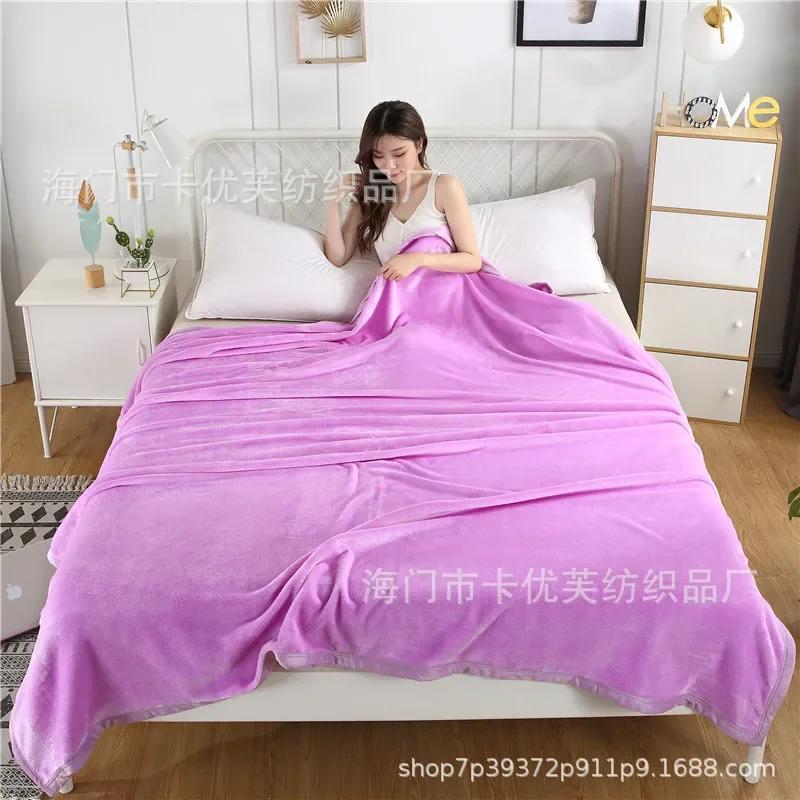 Modern Minimalist Solid Color Coral Fleece Blanket Four Season Universal Thick Warm Air Conditioning Nap And Leisure Blanket