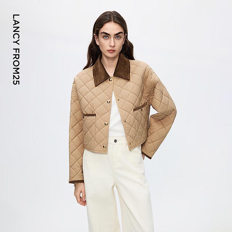 

Lanzhi Retro Maillard Diamond Quilted Padded Short Jacket XL