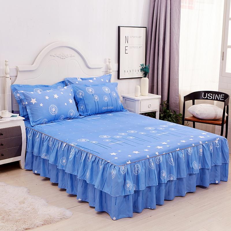 3PC Bedding Set (1xsheet+2xpillowcase)Bed Sheet Ruffled Bed Skirt Fitted Double Bedspread Mattress Cover Bedding Bedsheet Bedspread with Pillowcases