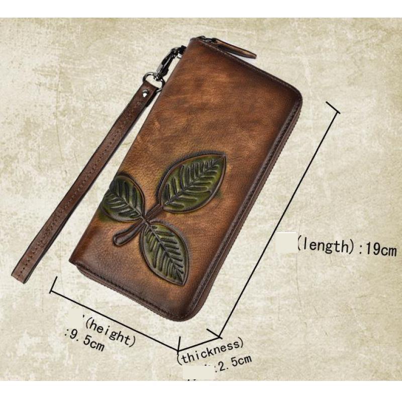 Johnature Vintage Leisure Wallet Card Holder Genuine Leather Long Women Wallets First Layer Cowhide Phone Purses
