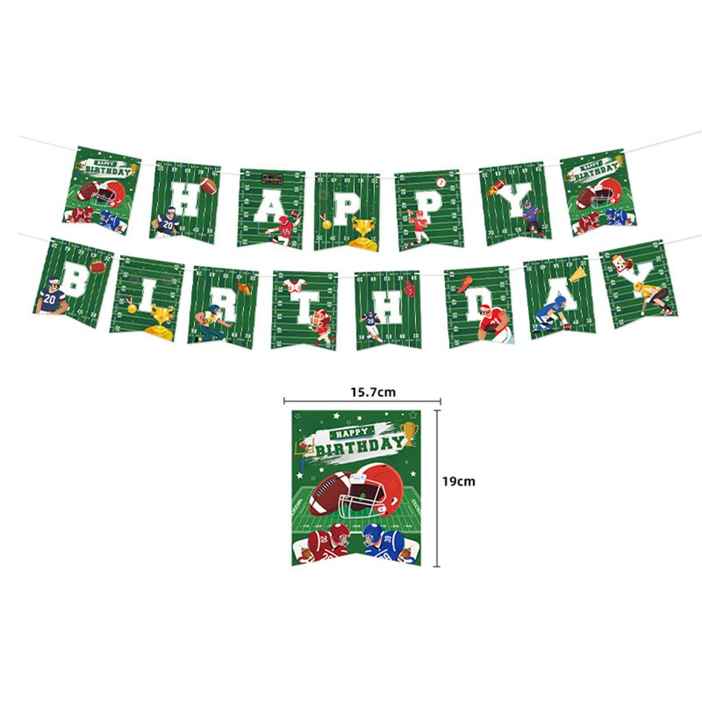 American Football Themed Birthday Party Decoration Kit, Including Atmosphere Banners, Disposable Tissues, Paper Cups, And Paper Plates