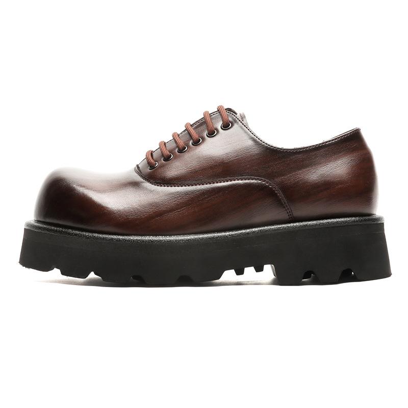 

Повседневная кожаная обувь мужская, высококлассная, на толстой подошве, корейская версия, нишевый дизайн, весенне-летняя трендовая, дышащая, увеличивающая рост, дерби 6123-J 44 коричневый