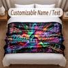 Music Theme Soft Blanket Personalized Custom Name Text Print Warm Blanket Home Sofa Bedroom Decor