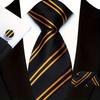 Gestreiftes Krawatten-, Einstecktuch- und Manschettenknöpfe-Set - Business Formal, 8,5 cm breit, Anzugzubehör