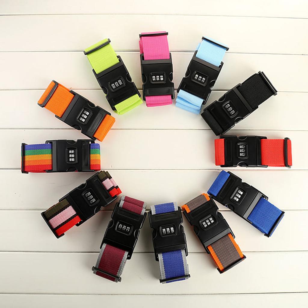 Luggage Strap Adjustable Suitcase Belt with Combination Lock Durable Packing Strap Travel Accessorises for Men and Women