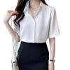 2025 Dámská šifonová košile s krátkým rukávem pro práci - nemačkavá, tenká, k dispozici plus size