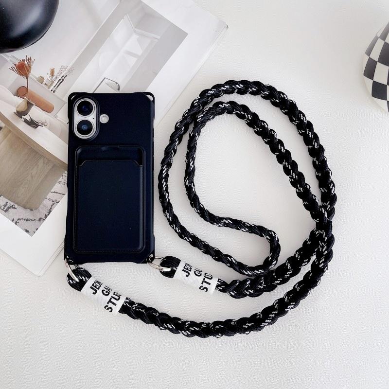 Lanyard Case For iPhone 17 16E 16 Pro Max 11 12 13 14 Pro 15 Plus X Max Shockproof Card Slot Holder Crossbody Strap Cover