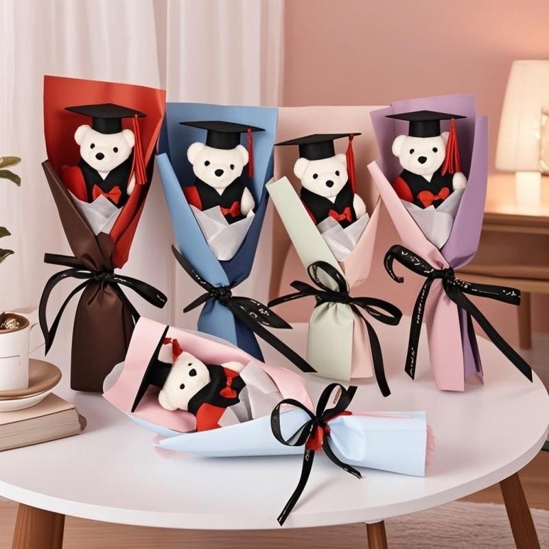 Bukiet Doktorski Miś Nauczyciel Dzień Nauczyciela Prezent na Ukończenie Szkoły Lalka z kreskówki Lalka Miś Prezent dla Studenta Uniwersytetu