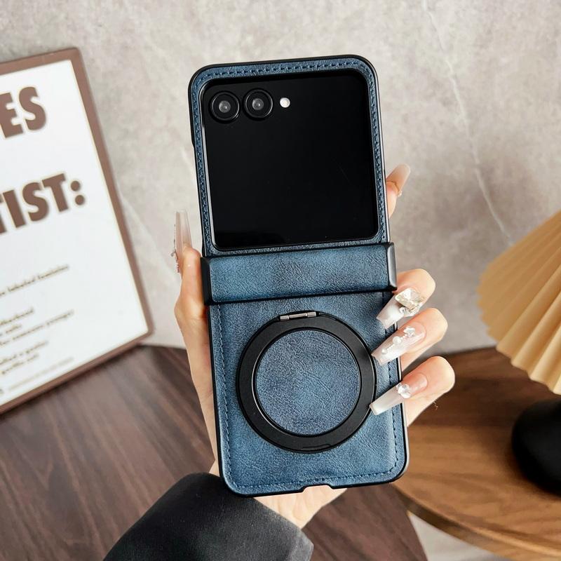 

Для Motorola Razr 50 Ultra 40 Ultra кожаный складной чехол из 3 предметов с беспроводной зарядкой тонкий противоударный кронштейн магнитная задняя крышка Motorola Razr 50 синий