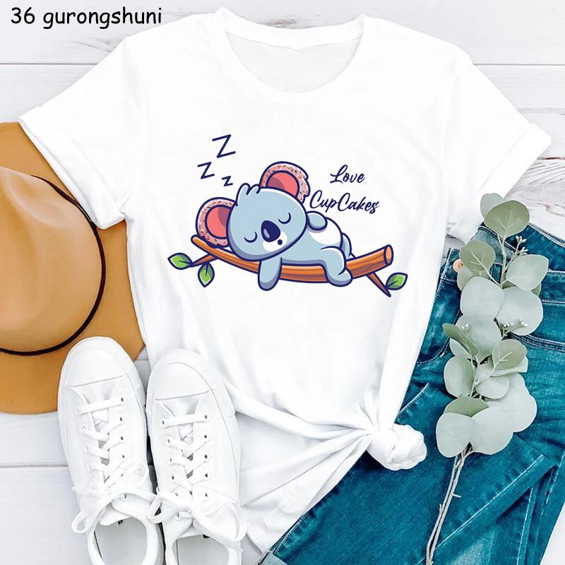 Just A Girl Who Love Koala Graphic Print Tshirt Unisexs Clothing White Funny Tshirt Femme Harajuku Kawaii Clothes Summer Tops