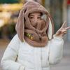 Drawstring Masks Hood Beanies Cartoon Fleece Pullover Cap Rabbit Ear Balaclava Hat  Girls