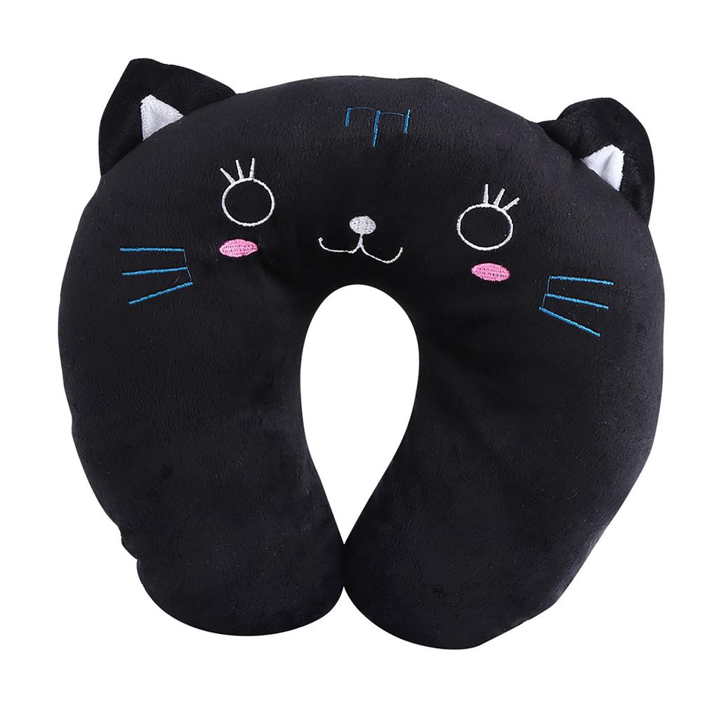 Animal Travel Neck PP Cotton Pillow Soft U Shaped Car Head Rest Toy Cushion Black Cat