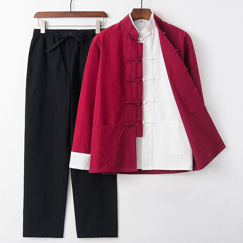 Tradisjonell kinesisk stil menn Bomull linbukser Hanfu Tang Kung Fu Tai Chi Uniform orientalsk mote klessett