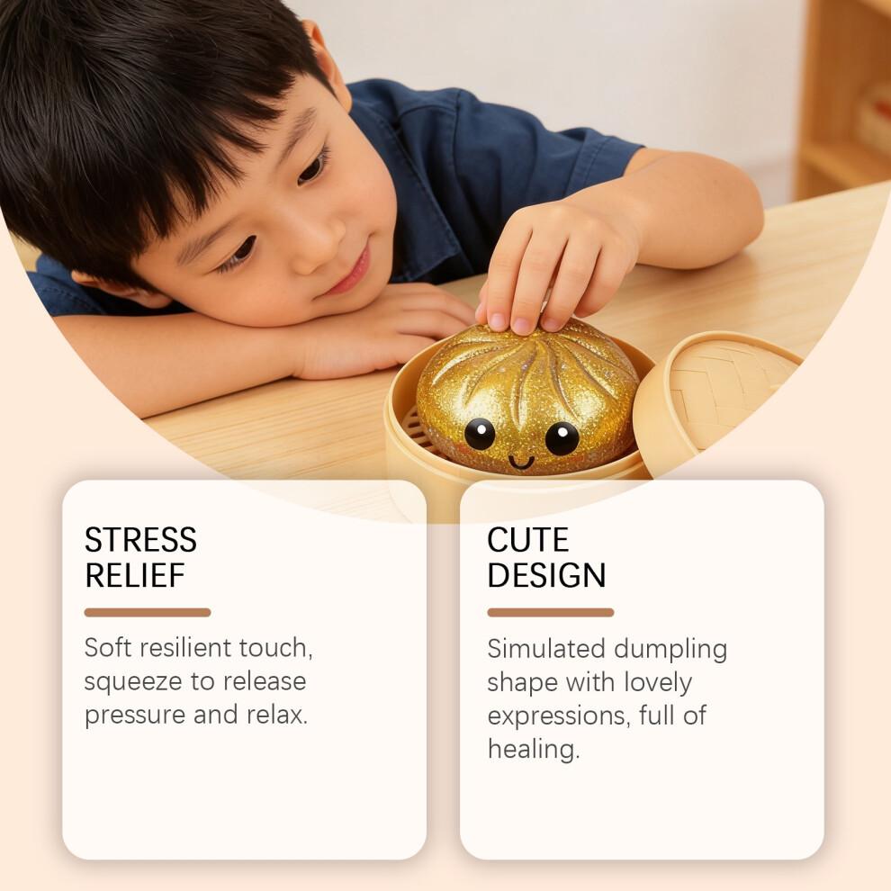 3PCS Colorful Dumpling Stress Balls Fidget Sensory Toy,Squeeze Dough Stress Relief Hand Toy,Bun