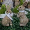 Resin Simulation Bunny Figurine Sitting Standing Position Realistic Easter Decoration Statue Happy Easter Handmade Bunny Model