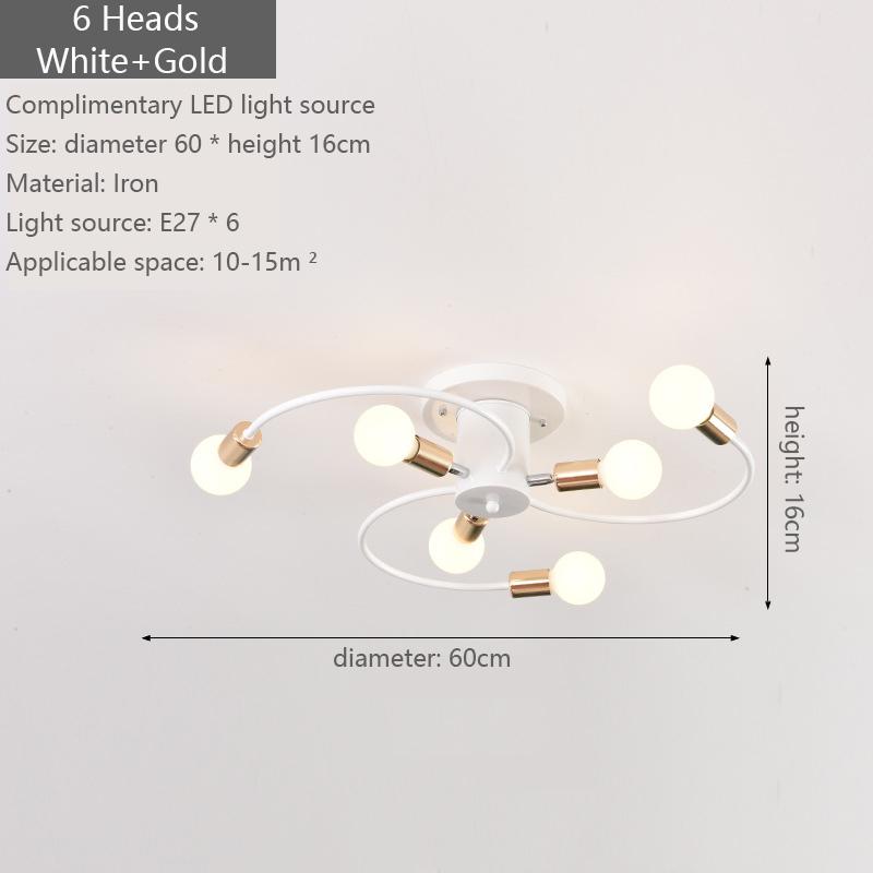 6 Heads LED Ceiling Lamp for Living Room Nordic Dome Light Home Decoration Lighting Natural Light Lighting Chandelier